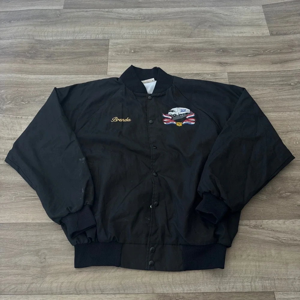 Vintage Auburn Sportswear Walmart Trucker Bomber Jacket Black Mens XL USA Made